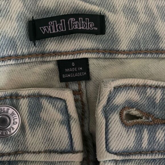 Wild Fable Super High Rise Straight Jeans Acid Over Dye Lime Green 0 Casual Boho - Picture 4 of 5